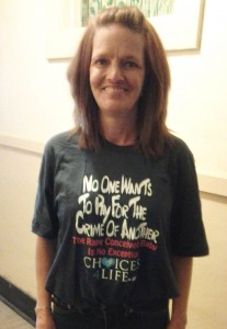 Mary Bauman in Challenge T-shirt
