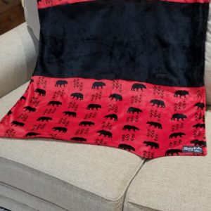 Minky Double Sided Red Bear and Black 31" x 40"