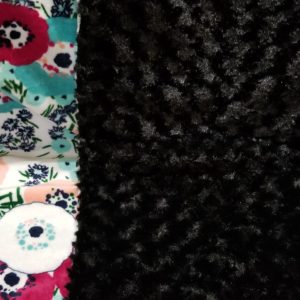 Closeup Minky Springtime Blossums/ Black back 44" x 44